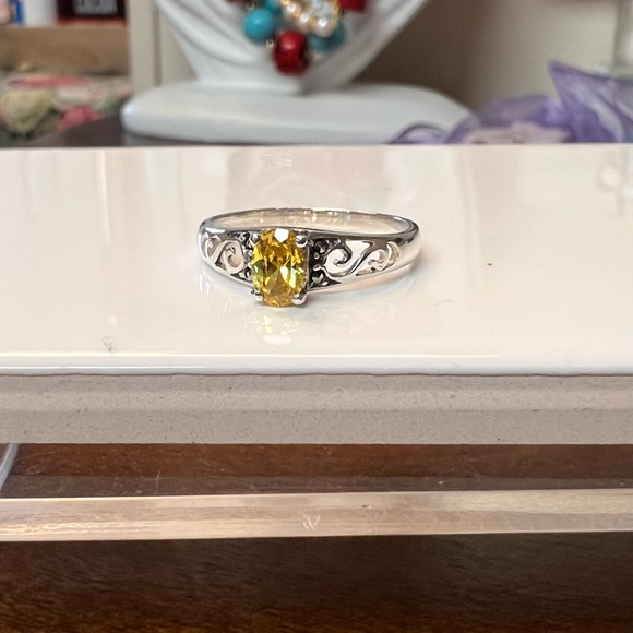925 Sterling Silver stamp. Citrine. Marcasite - Picture 5 of 5